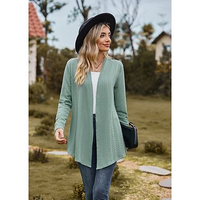 Women's Long Sleeve Cardigan Casual Lightweight Knit Open Front Fashion Outfits