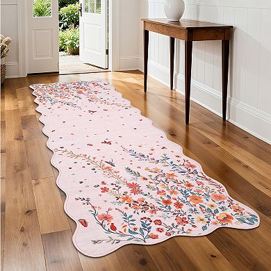 Garvee Modern Pastoral Area Rug Low Pile Machine Washable Non Slip Rug for Bedroom Living Room