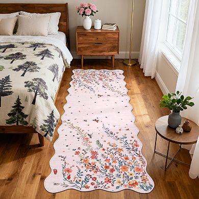 Garvee Modern Pastoral Area Rug Low Pile Machine Washable Non Slip Rug for Bedroom Living Room