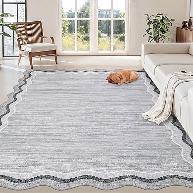 Garvee Modern Solid Color Area Rug Ultra Thin Non Slip Washable Floor Mat for Living Room Kitchen