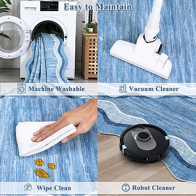 Garvee Modern Solid Color Area Rug Ultra Thin Non Slip Washable Floor Mat for Living Room Kitchen