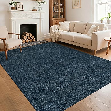 Garvee Solid Plain Texture Area Rug Low Pile Machine Washable Non Slip Mat for Modern Spaces