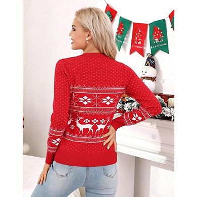 Women's Ugly Christmas Sweater Funny Christmas Tree Tunic Pullover Reindeer Crew Neck Sweater