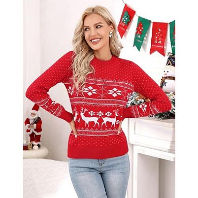 Women's Ugly Christmas Sweater Funny Christmas Tree Tunic Pullover Reindeer Crew Neck Sweater