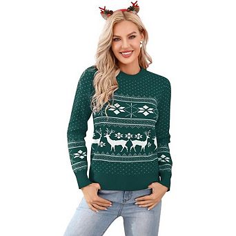 Women's Ugly Christmas Sweater Funny Christmas Tree Tunic Pullover Reindeer Crew Neck Sweater