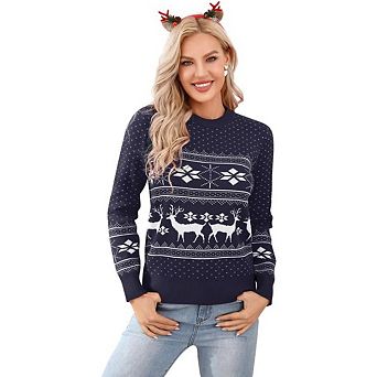 Women's Ugly Christmas Sweater Funny Christmas Tree Tunic Pullover Reindeer Crew Neck Sweater