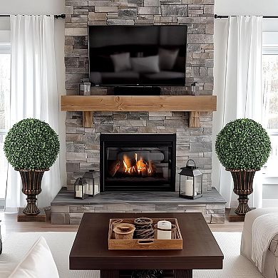 2pcs 16" Artificial Topiary Ball,Pre-Lit Artificial Topiary Plant with Lights,Timer&Remote Control