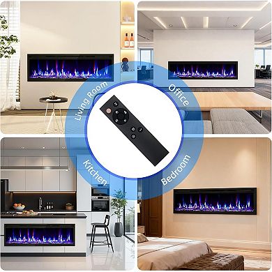 Wall Mounted 42" Electric Fireplace Heater with Remote Control, 750W/1500W with Timer