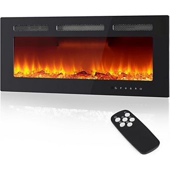 Wall Mounted 60" Electric Fireplace Heater with Remote Control, 750W/1500W with Timer