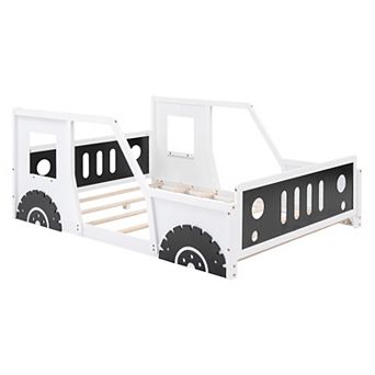 Whisen Playful Classic Car-Shaped Platform Bed with Decorative Wheels