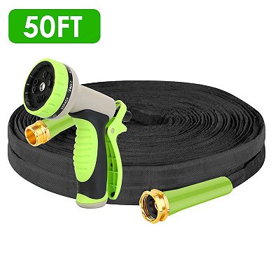 50FT Garden Hose Free Lightweight with 10-Pattern Nozzle & Storage Bag