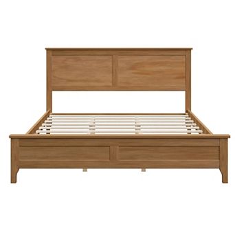 Whisen Modern Solid Wood Platform Bed with Sturdy Wooden Slats Support, No Box Spring Needed