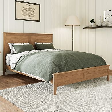 Whisen Modern Solid Wood Platform Bed with Sturdy Wooden Slats Support, No Box Spring Needed