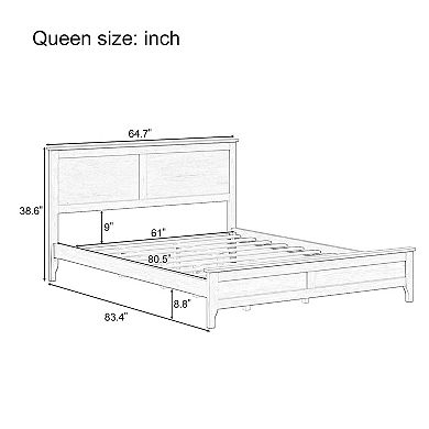 Whisen Modern Solid Wood Platform Bed with Sturdy Wooden Slats Support, No Box Spring Needed