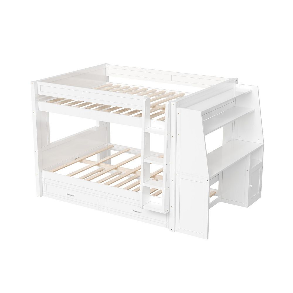 Whisen Full size Multifunctional Bunk Bed with Trundle, Desk and ...
