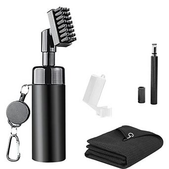 3-in-1 Golf Club Cleaning Kit Brush, 5oz Water Bottle, Groove Sharpener & Towel Gift for Golfers