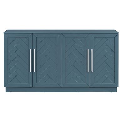 Whisen Retro 4-door Sideboard with Adjustable Shelves and Silver Handles