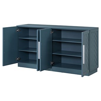 Whisen Retro 4-door Sideboard with Adjustable Shelves and Silver Handles