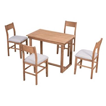 Whisen Farmhouse 5 pc Compact Counter Height Dining Table Set with 1 Table and 4 Chairs