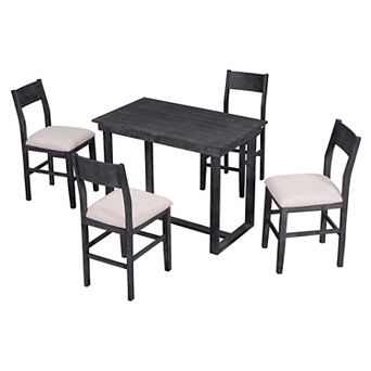 Whisen Farmhouse 5 pc Compact Counter Height Dining Table Set with 1 Table and 4 Chairs