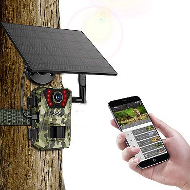 4G 4K Solar Trail Camera Motion-Activated, Waterproof, 140° View, Night Vision, APP Control