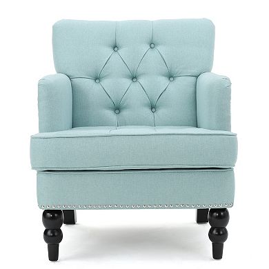 Fairmont Tufted Fabric Club Chair with Nailhead Trim by Christopher Knight Home