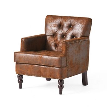 Fairmont Tufted Fabric Club Chair with Nailhead Trim by Christopher Knight Home