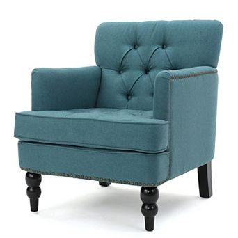 Fairmont Tufted Fabric Club Chair with Nailhead Trim by Christopher Knight Home