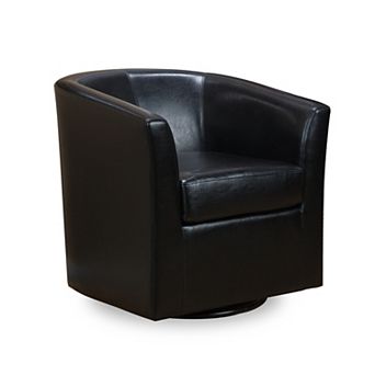 Bramford Faux Leather Swivel Club Chair with Barrel Design by Christopher Knight Home