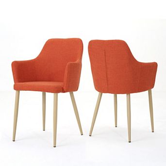 Zeila Fabric Dining Chair with Wood Finished Metal Legs (Set of 2) by Christopher Knight Home