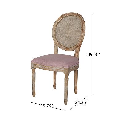 Epworth Wooden Dining Chair with Wicker and Fabric Seating (Set of 2) by Christopher Knight Home