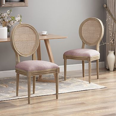 Epworth Wooden Dining Chair with Wicker and Fabric Seating (Set of 2) by Christopher Knight Home