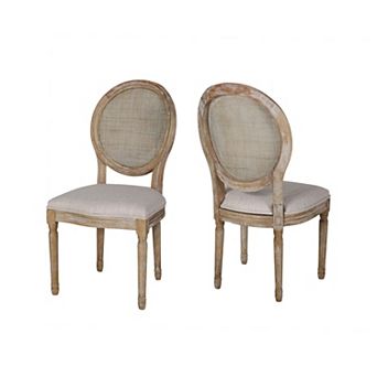 Epworth Wooden Dining Chair with Wicker and Fabric Seating (Set of 2) by Christopher Knight Home