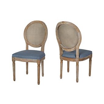 Epworth Wooden Dining Chair with Wicker and Fabric Seating (Set of 2) by Christopher Knight Home