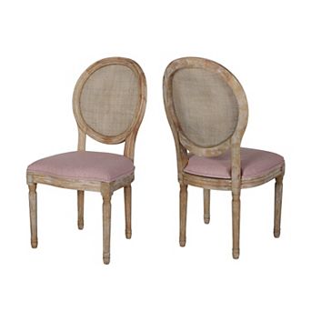 Epworth Wooden Dining Chair with Wicker and Fabric Seating (Set of 2) by Christopher Knight Home