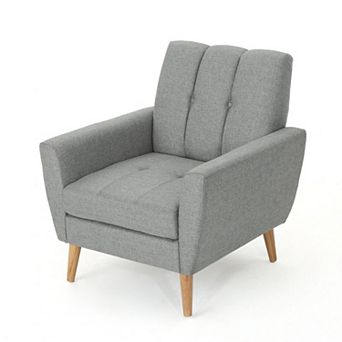 Hendrix Mid-Century Fabric Channel Stitch Club Chair in Grey by Christopher Knight Home