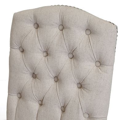 Tufted Fabric Weathered Hardwood Dining Chairs (Set of 2) by Christopher Knight Home