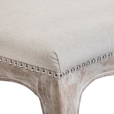 Tufted Fabric Weathered Hardwood Dining Chairs (Set of 2) by Christopher Knight Home