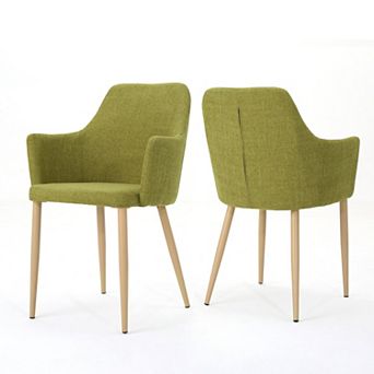 Zeila Fabric Dining Chair with Wood Finished Metal Legs (Set of 2) by Christopher Knight Home