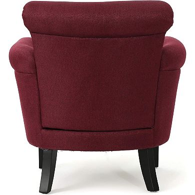 Vivian Upholstered Club Chair in Burgundy Fabric by Christopher Knight Home