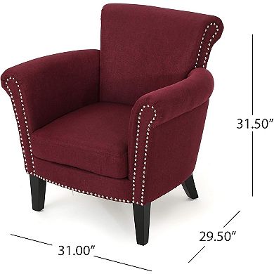 Vivian Upholstered Club Chair in Burgundy Fabric by Christopher Knight Home