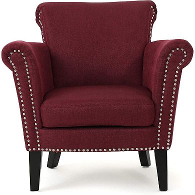 Vivian Upholstered Club Chair in Burgundy Fabric by Christopher Knight Home