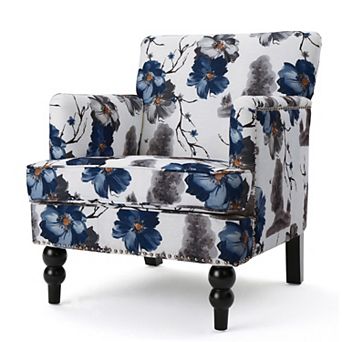 Harrison Floral Tufted Fabric Club Chair in Multicolor by Christopher Knight Home