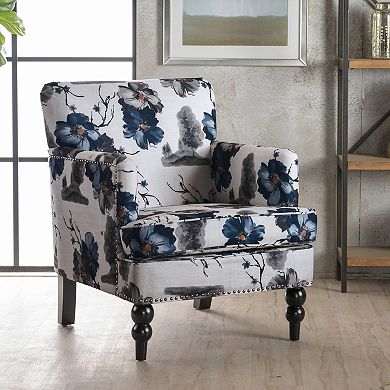 Harrison Floral Tufted Fabric Club Chair in Multicolor by Christopher Knight Home