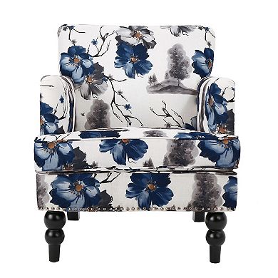 Harrison Floral Tufted Fabric Club Chair in Multicolor by Christopher Knight Home