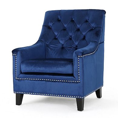 Jaclyn Tufted Velvet Club Chair in Navy Blue by Christopher Knight Home
