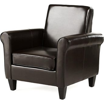 Ashridge Modern Faux Leather Upholstered Club Chair with Rolled Armrests by Christopher Knight Home