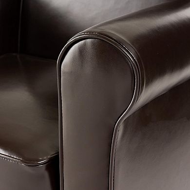 Ashridge Modern Faux Leather Upholstered Club Chair with Rolled Armrests by Christopher Knight Home