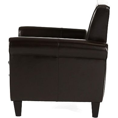 Ashridge Modern Faux Leather Upholstered Club Chair with Rolled Armrests by Christopher Knight Home
