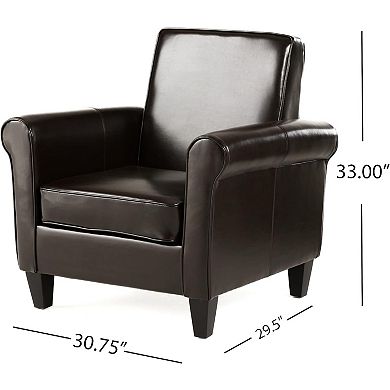 Ashridge Modern Faux Leather Upholstered Club Chair with Rolled Armrests by Christopher Knight Home